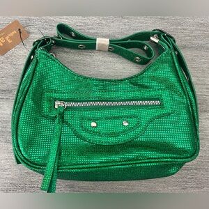 Shiny green shoulder bag